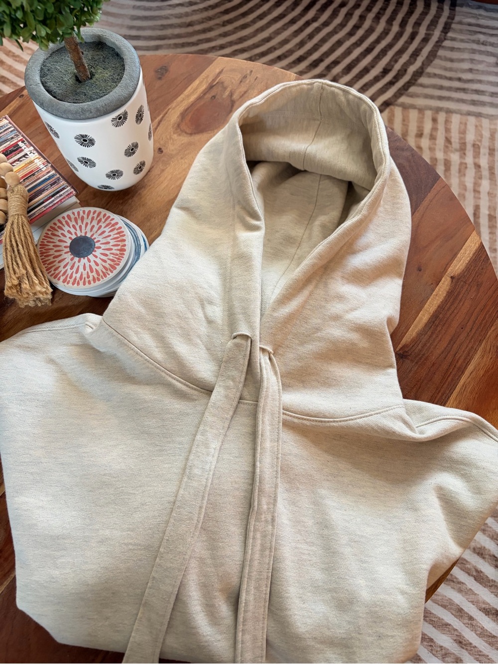 Free People Neutral Beige Pullover Hoodie